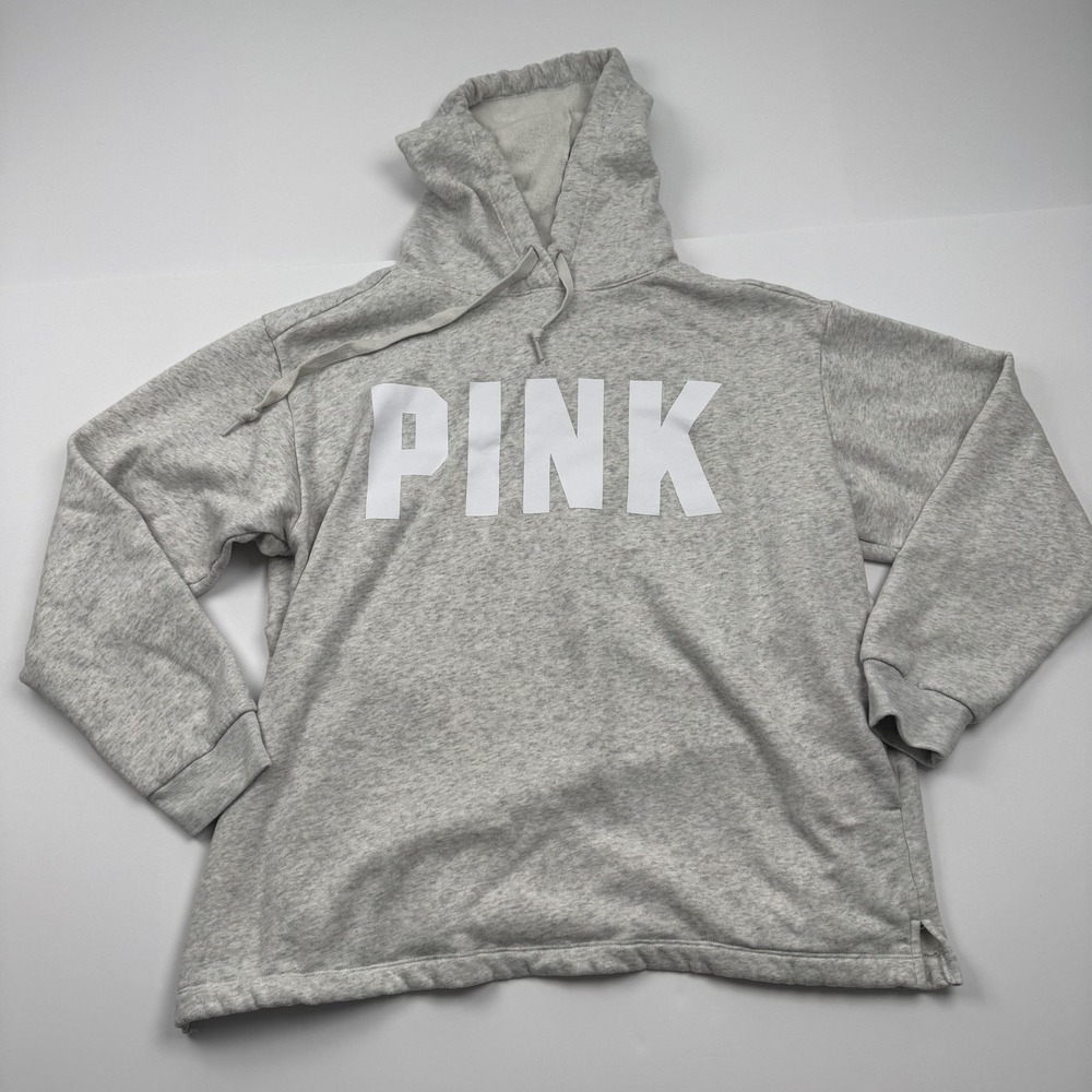 PINK Victoria's Secret Hoodie Womens Large Pullover Sweatshirt Spell Out Letters